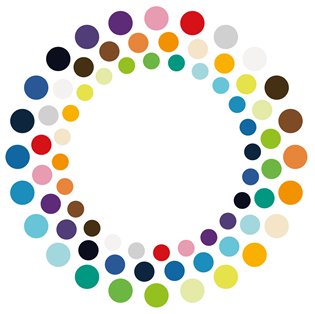 Logo Gleichstellung HS Merseburg Ein Kreis aus vielen bunten Kreisen